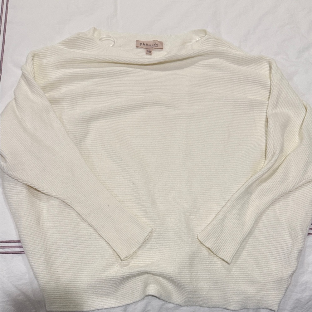 Philosophy Off-White Ribbed Crew Neck Sweater. Size Large
